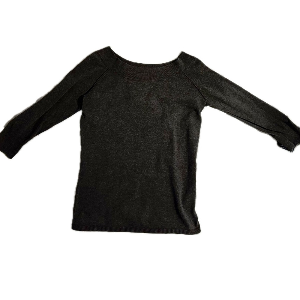 2/$20 Vintage Jacob Connexion cotton Sweater dk grey scoop neck 3/4 raglansleeve